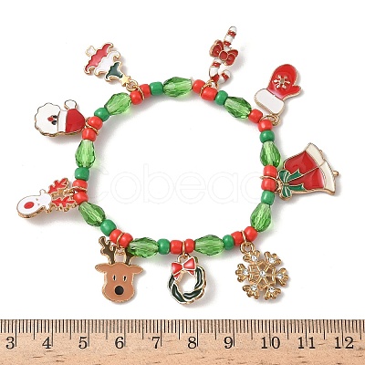 Christmas Alloy Enamel Charm Bracelets BJEW-B155-01A-KCG-1