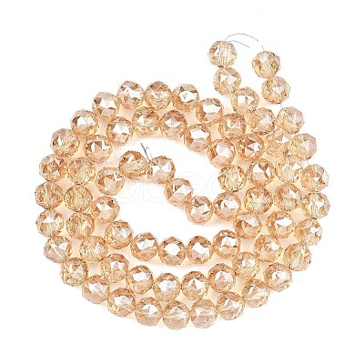 Electroplate Transparent Glass Beads Strands GLAA-H040-01E-1