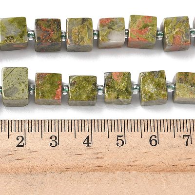 Natural Unakite Beads Strands G-D338-A14-1