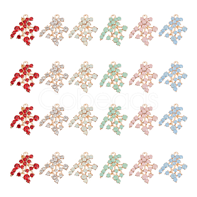 24Pcs 6 Colors Golden Tone Alloy Rhinestone Pendants FIND-AR0002-95-1