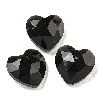 Natural Obsidian Faceted Heart Charms G-G123-01F-1