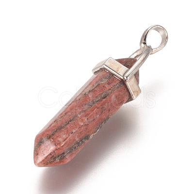 Natural Sesame Jasper/Kiwi Jasper Pointed Pendants G-WH0004-08-1
