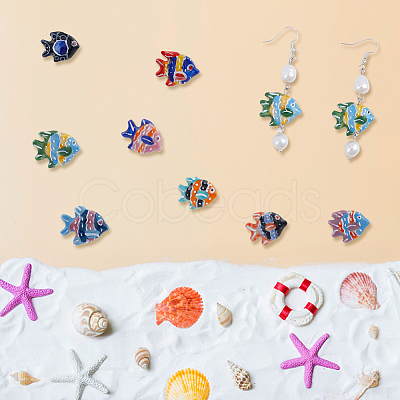 16Pcs 8 Colors Handmade Porcelain Beads PORC-DC0001-01-1