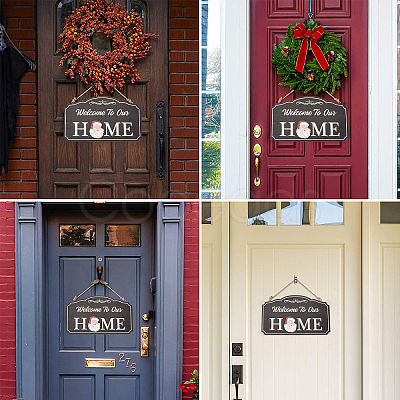 Natural Wood Hanging Wall Decorations for Front Door Home Decoration HJEW-WH0017-08-1