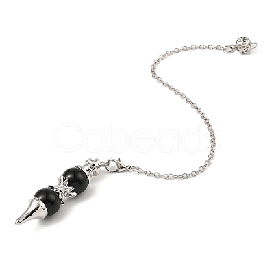 Natural Black Onyx Pointed Dowsing Pendulums G-K338-29P-07-1