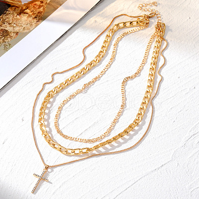 Alloy Crystal Crystal Rhinestone Cross Pendant 3-
Layer Necklaces for Women FS-WG64AC3-01-1