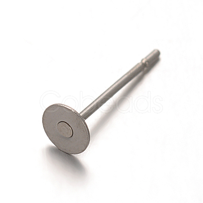 Tarnish Resistant 304 Stainless Steel Flat Round Blank Peg Stud Earrings Findings STAS-F075-39C-1