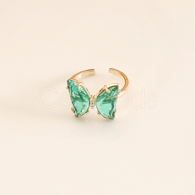 Butterfly Brass Glass Cuff Rings WGB6B8C-04-1