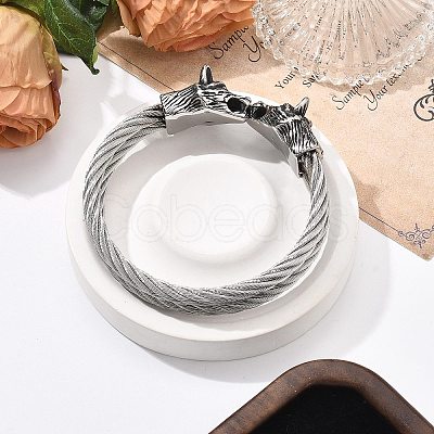 Viking 304 Stainless Steel Open Cuff Bangles for Men BJEW-U001-07L-AS-1