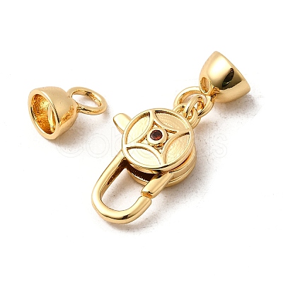 Brass Micro Pave Cubic Zirconia Lobster Claw Clasps KK-U059-51G-1