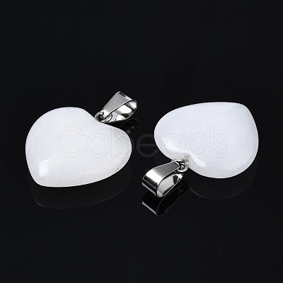 Heart Natural White Jade Pendants X-G-Q438-01-1