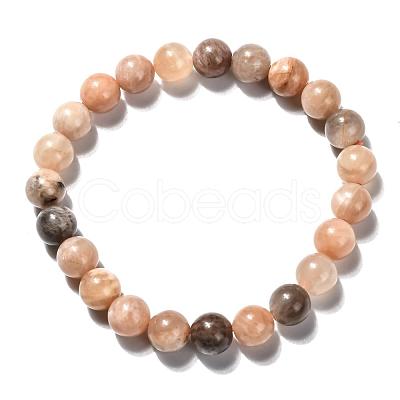 Natural Sunstone Stretch Bracelets BJEW-E373-8mm-12-1
