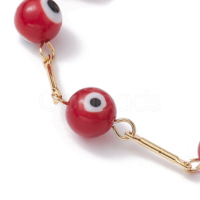 Lampwork Evil Eye Link Chain Bracelets BJEW-JB10045-04-1
