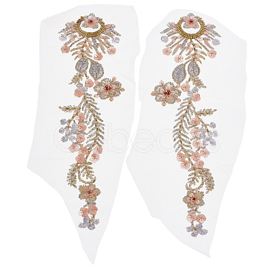 1 Pair Flower Polyester Embroider Thread Iron on/Sew On Patches PATC-FG0003-50-1
