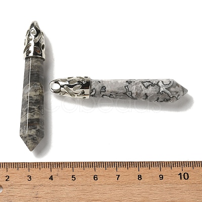 Natural Map Stone Pointed Big Pendants G-Z055-01P-22-1