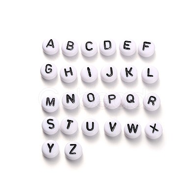 Horizontal Hole Alphabet Acrylic Beads MACR-X0007-1