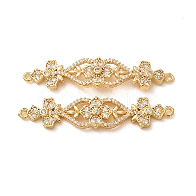 Brass Micro Pave Clear Cubic Zirconia Connector Charms CU-CBA4579-23G-1