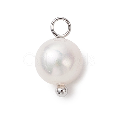 Natural Cultured Freshwater Pearl Round Charms PALLOY-JF04218-01-1