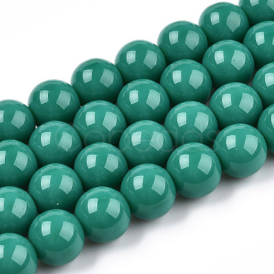 Opaque Solid Color Glass Beads Strands X-GLAA-T032-P10mm-12-1