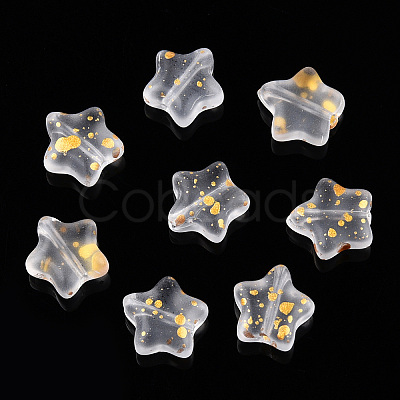 Spray Painted Transparent Glass Beads GLAA-FS0001-01B-1