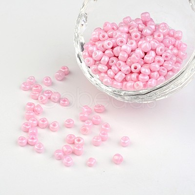 6/0 Opaque Colours Round Glass Seed Beads X-SEED-A010-4mm-55-1