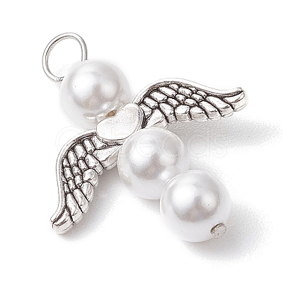 Shell Pearl Beaded Angel Pendants PALLOY-JF03016-1