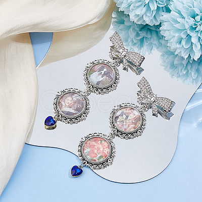 2Pcs Alloy Pendant Cabochon Settings JEWB-DC00004-1
