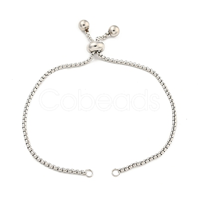 Non-Tarnish Adjustable 304 Stainless Steel Box Chain Slider Bracelet Making MAK-L038-001P-04-1
