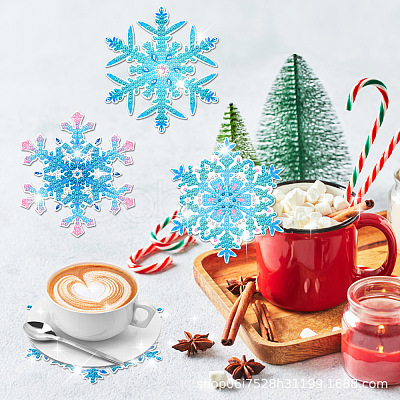 DIY Diamond Painting Christmas Snowflake Coaster Kits WG22379-01-1