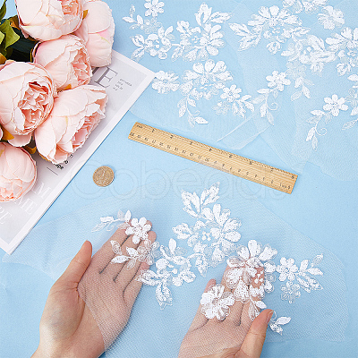 Flower Polyester Embroidery Sew on Appliques PATC-WH0012-32C-1
