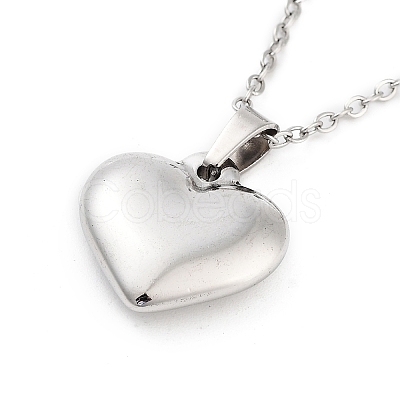 Non-Tarnish Heart 304 Stainless Steel Pendant Necklaces NJEW-G083-01B-P-1