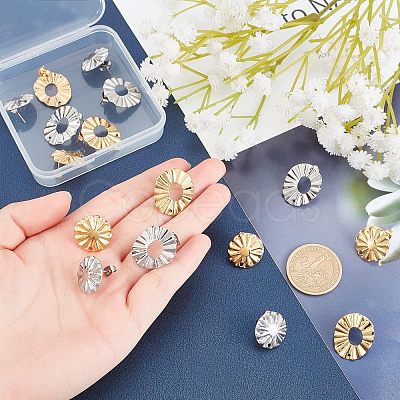 16Pcs 4 Style 304 Stainless Steel Stud Earring Findings STAS-UN0031-23-1