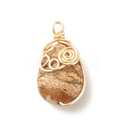 Eco-Friendly Natural Mixed Stone Pendants PALLOY-JF01593-1