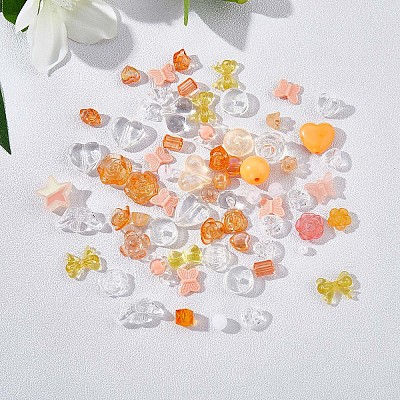 150 Pieces Random Rose Acrylic Beads Bear Pastel Spacer Beads Butterfly Loose Beads for Jewelry Keychain Phone Lanyard Making JX543I-1