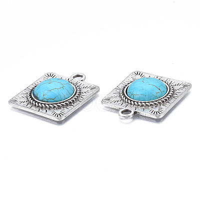 Synthetic Turquoise Pendants PALLOY-N157-027-1