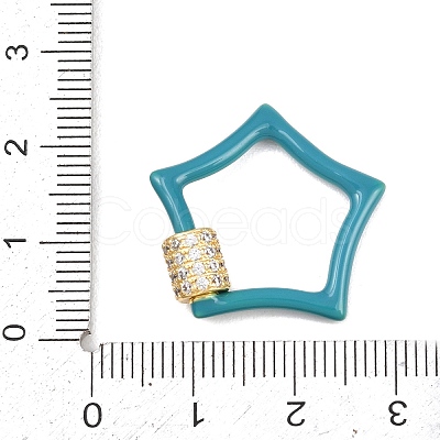 Star Brass Micro Pave Clear Cubic Zirconia Screw Carabiner Clasps KK-B167-01C-03G-1