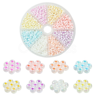 1280Pcs 8 Colors Opaque Colours Glass Seed Beads SEED-CJ0001-24-1