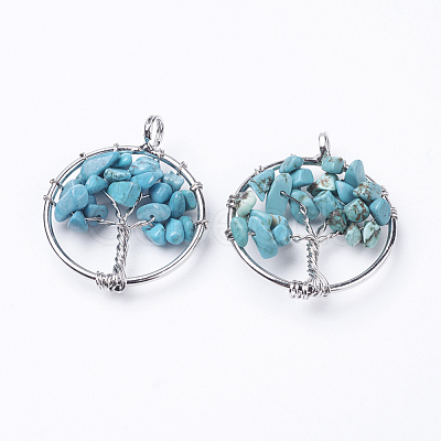Synthetic Turquoise Pendants G-E419-02P-1