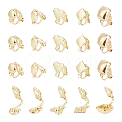 20Pcs 5 Styles Alloy Clip-on Earring Findings FIND-UN0002-38G-1