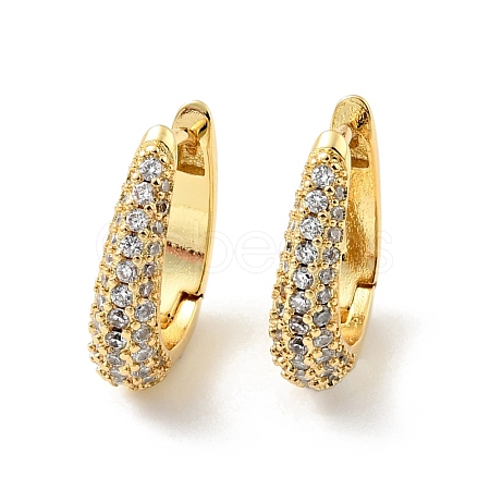 Clear Cubic Zirconia Hoop Earrings EJEW-C028-15G-1