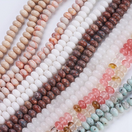 Natural & Synthetic Mixed Stone Beads Strands G-P354-M-8x5mm-1