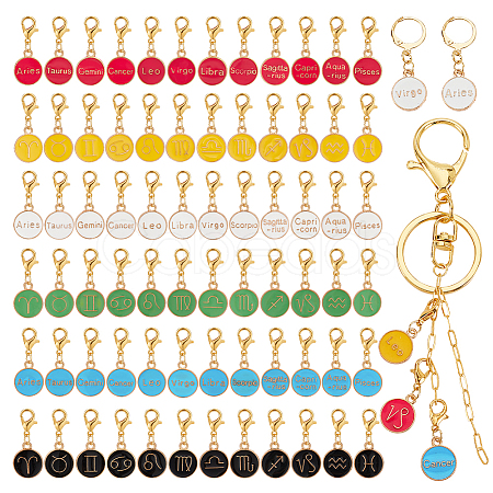 6 Sets 6 Colors Alloy Enamel Pendants Decoration HJEW-PH0001-66-1