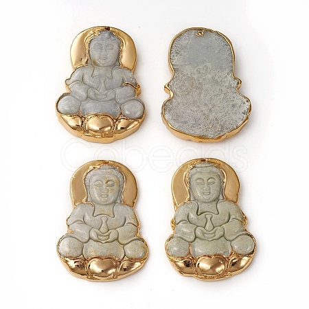 Electroplated Natural Jadeite Pendants G-G811-02G-1