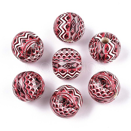 Bohemian Style Printed Schima Wood Beads WOOD-T032-31D-1