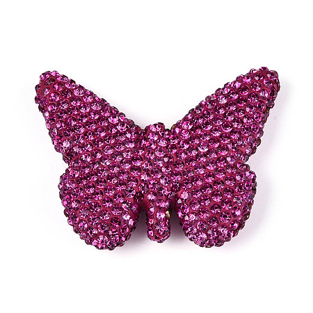 Butterfly Shaped Handmade Polymer Clay Rhinestone Beads CLAY-T023-23A-1