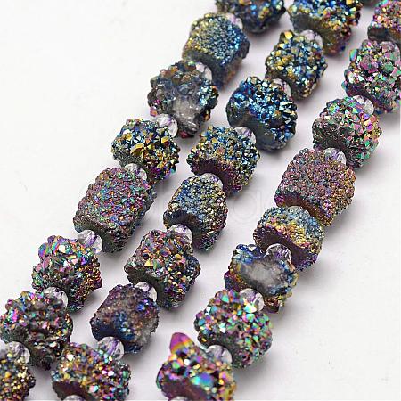 Electroplate Natural Druzy Crystal Bead Strands G-F304-03S-C-1