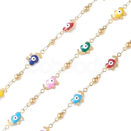 304 Stainless Steel Enamel Link Chains CHS-P016-27G-1