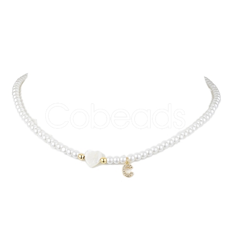 Brass Micro Pave Grade AAA Cubic Zirconia Letter Pendant Necklaces NJEW-JN04771-03-1