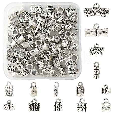 75Pcs 15 Styles Tibetan Style Alloy Tube Bails FIND-FS0004-50-1