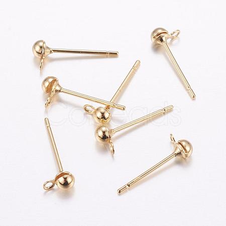 Brass Stud Earring Findings KK-F714-05G-1